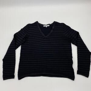 GERARD DAREL Paris Women's Sweater Top Sizes 4-6 Black V-Neck Textured Pullover